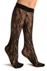 Black Pearls & Flowers Lace Socks Knee High