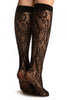 Black Pearls & Flowers Lace Socks Knee High
