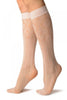 White Pinstriped Mesh Socks Knee High