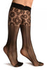 Black Pinstriped Mesh Socks Knee High