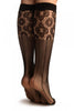 Black Pinstriped Mesh Socks Knee High
