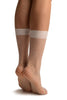 White Fishnet With Wide Top & Opaque Toe Knee High Socks
