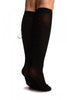 Black Opaque With Lace Up Back Seam Knee High Socks