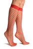 Red Medium Fishnet Knee High Socks