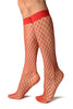 Red Medium Fishnet Knee High Socks
