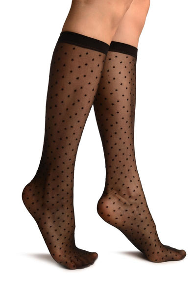 Black With Polka Dots Knee High Socks