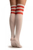 White With Red Stripes Referee Knee High Socks