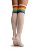 White With Rainbow Stripes Referee Knee High Socks