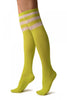 Lime Green With White Stripes Referee Knee High Socks