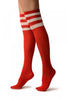 Red With White Stripes Referee Knee High Socks