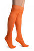 Orange With Crocheted Stripes Knee High Socks