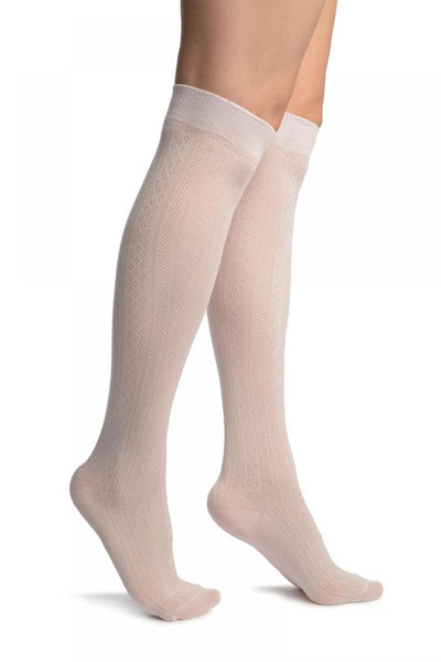 Pink With Crocheted Stripes Knee High Socks