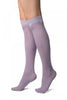 Lilac With Crocheted Stripes Knee High Socks