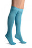 Blue With Crocheted Stripes Knee High Socks