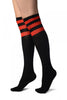 Black With Red Stripes Referee Knee High Socks