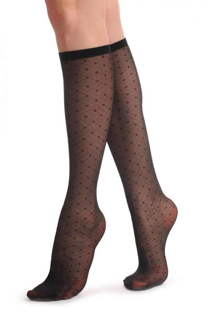 Mesh With Small Dots Knee High Socks 15 Den