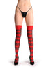 Over The Knee Opaque Red Checkered Warm Socks