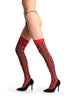 Over The Knee Opaque Red Checkered Warm Socks