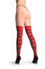 Over The Knee Opaque Red Checkered Warm Socks