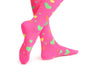 Fluorescent Pink With Yellow Green & Orange Hearts