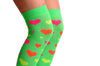 Fluorescent Green With Orange Yellow & Pink Hearts