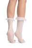 White Opaque With White Lace Ankle Hight Socks 60 Den