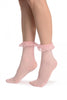 Pink Opaque With Pink Lace Ankle Hight Socks 60 Den