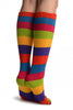 Bright Rainbow Stripes Knee High Toe Socks