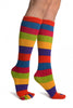 Bright Rainbow Stripes Knee High Toe Socks