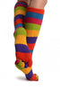 Bright Rainbow Stripes Knee High Toe Socks