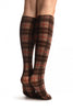 Brown Scottish Tartan Knee High Socks