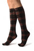Black Scottish Tartan Knee High Socks