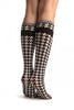 Houndstooth Black White Knee High Socks