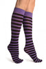 Black & Purple Stripes Socks Knee High