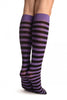 Black & Purple Stripes Socks Knee High