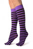 Black & Bright Purple Stripes Socks Knee High