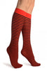 Black & Red Thin Stripes Socks Knee High