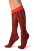 Black & Red Thin Stripes Socks Knee High