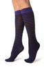 Black & Dark Purple Thin Stripes Socks Knee High