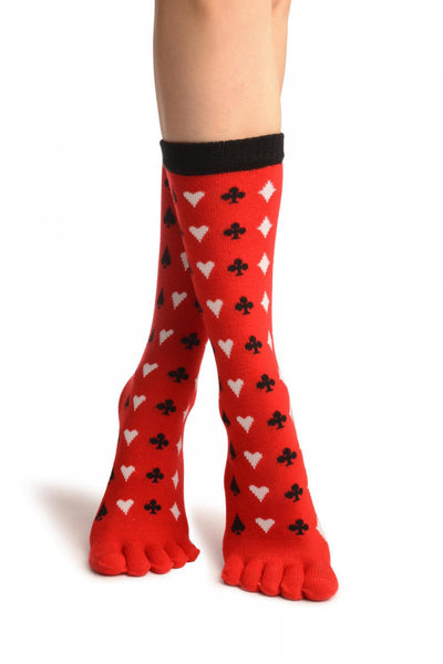 Playing Suit On Red Toe Socks