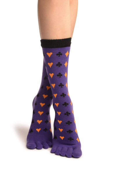 Playing Suit On Purple Toe Socks