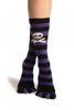 Crossbones On Black & Purple Stripes Toe Socks