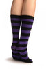 Crossbones On Black & Purple Stripes Toe Socks