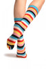 Printed Crossbones With Red & Blue Stripes Toe Socks