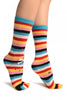 Printed Crossbones With Red & Blue Stripes Toe Socks