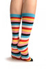 Printed Crossbones With Red & Blue Stripes Toe Socks