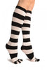 Black & White Stripes & Printed Smiles Knee High Toe Socks