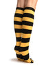 Black & Yellow Stripes & Printed Smiles Knee High Toe Socks