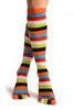 Red, Green & White Stripes & Printed Smiles Knee High Toe Socks
