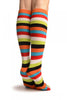 Red, Green & White Stripes & Printed Smiles Knee High Toe Socks